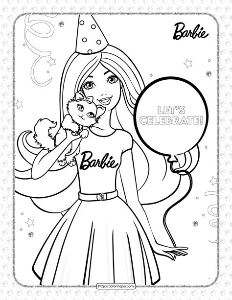 BARBIE COLORING PAGES PINK AND GREEN BARBIE BIRTHDAY PARTY PRINTABLE