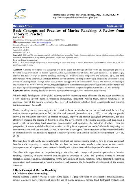 Basic Concepts and Practices of Marine Ranching: A - raincitystudios.com