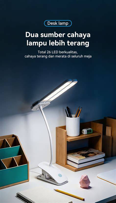 BASIKE Lampu Meja Double Head 26 LED Terang - Lampu Belajar … - raincitystudios.com