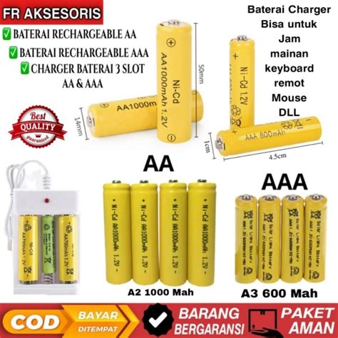 BATERAI CAS AA A2 1000mAh AAA A3 600mAh RECHARGEABLE Charger BATERAI Aa ... - raincitystudios.com