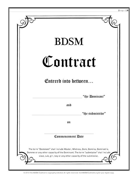 BDSM Master slave Contract