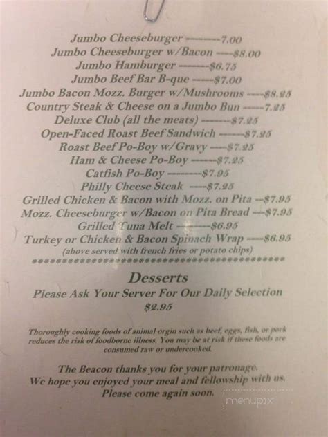 BEACON RESTAURANT, Oxford - Menu, Prices