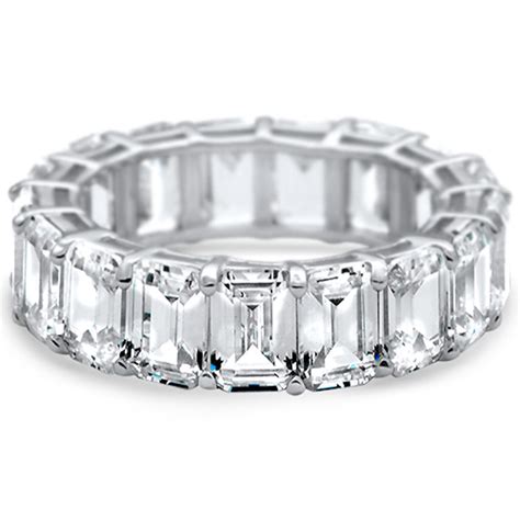 BEAUTIFUL Sterling Silver 7mm Emerald Cut CZ ETERNITY Band