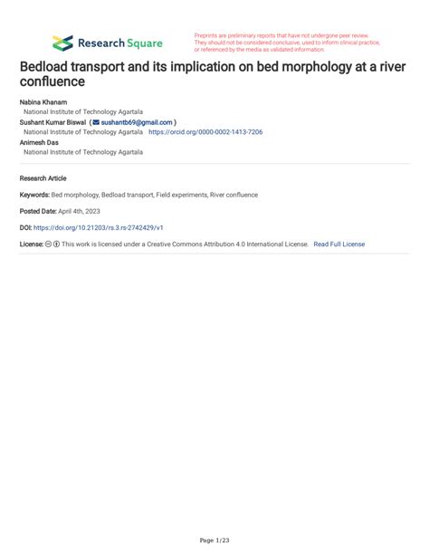 Bedload Transport and Its Implication on Bed Morphology at a River ... - wintechmobiles.com