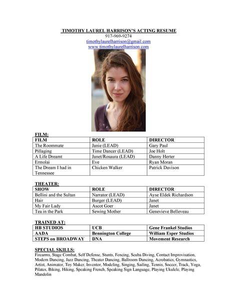 Beginner Actor Resume Template + Self Tape Tips - Etsy - muktibox.com