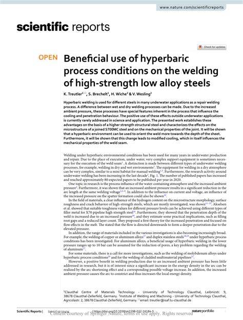 Beneficial use of hyperbaric process conditions on the welding of high ... - raincitystudios.com