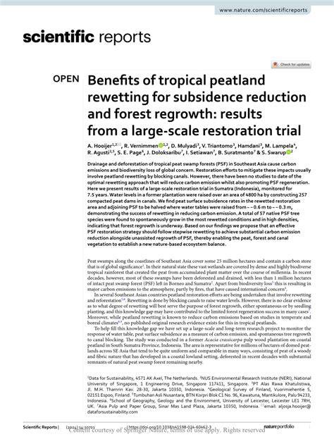 Benefits of tropical peatland rewetting for subsidence ... - Nature - raincitystudios.com
