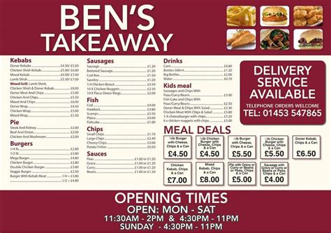 BENS TAKEAWAY DURSLEY - Menu, Prices & Restaurant …