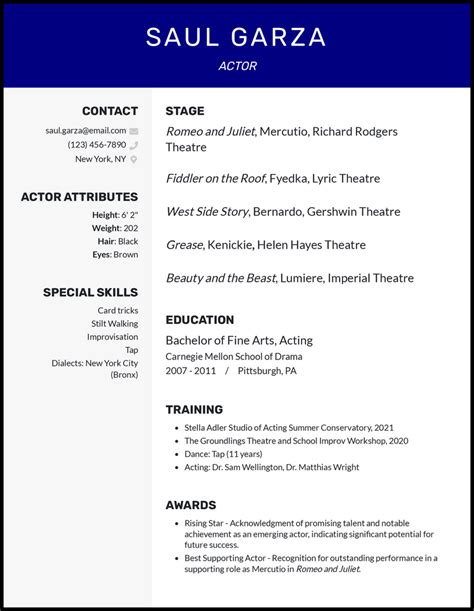 Best Acting Resume Examples and Templates for 2026 - muktibox.com