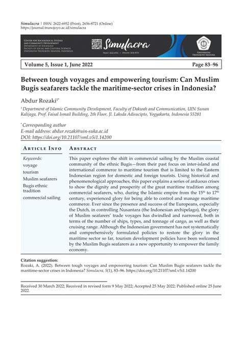 Between tough voyages and empowering tourism: Can Muslim Bugis ... - wintechmobiles.com