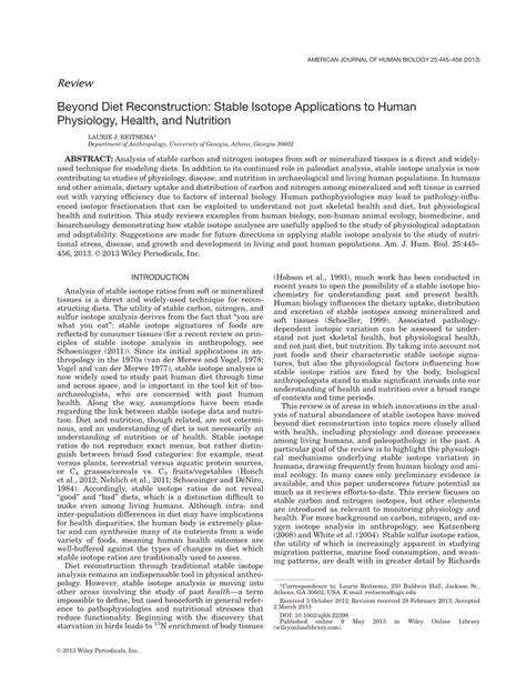 Beyond Diet Reconstruction: Stable Isotope Applications to Human ... - wintechmobiles.com