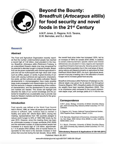 Beyond the Bounty: Breadfruit (Artocarpus altilis for food security and ... - raincitystudios.com