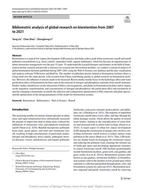 Bibliometric analysis of global research on bioretention from 2007 to ... - raincitystudios.com