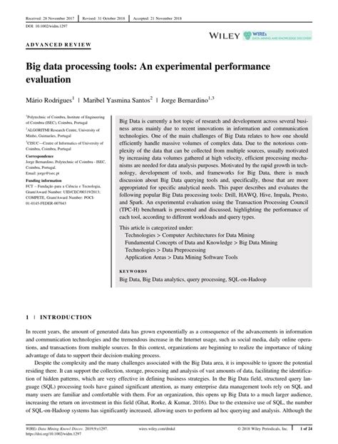 Big data processing tools: An experimental performance evaluation ... - coolestguyplanet.net