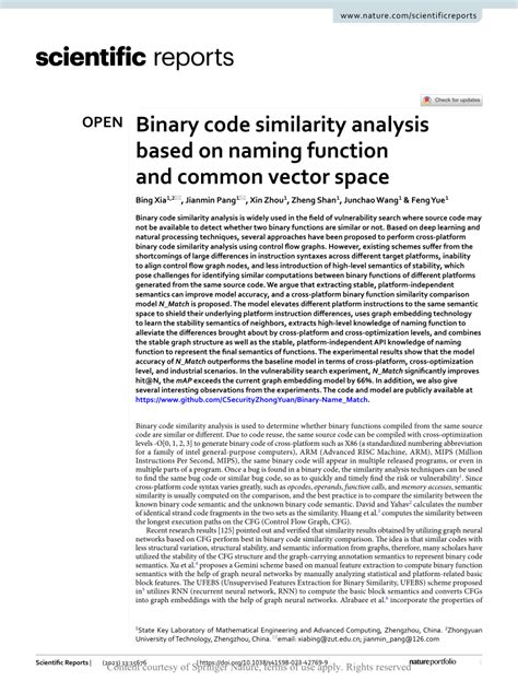 Binary code similarity analysis based on naming function and common ... - coolestguyplanet.net