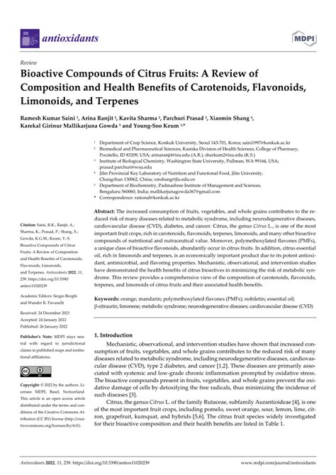 Bioactive Compounds of Citrus Fruits: A Review of Composition and ... - muktibox.com