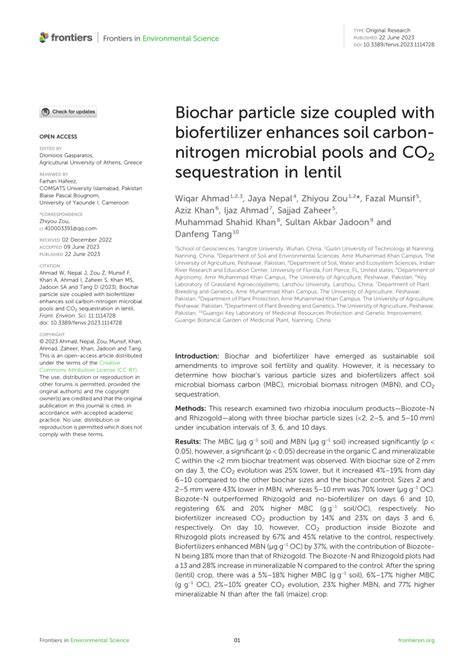 Biochar particle size coupled with biofertilizer enhances soil carbon ... - raincitystudios.com