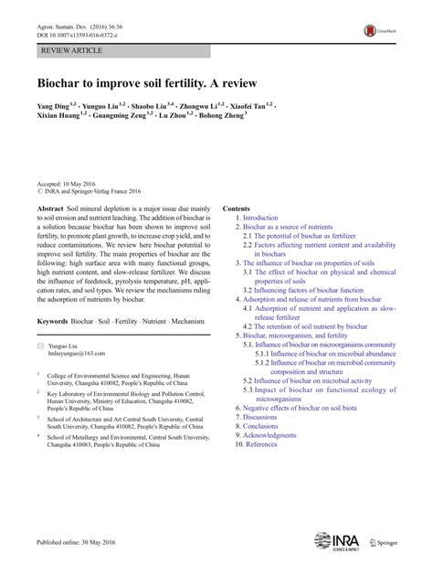 Biochar to improve soil fertility. A review | Agronomy for Sustainable ... - muktibox.com