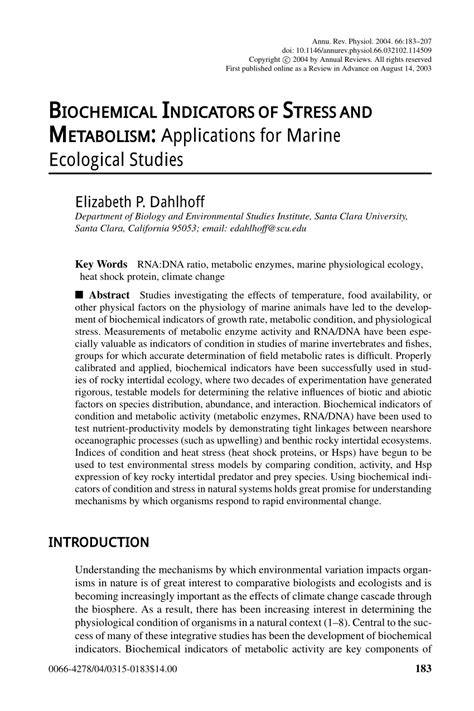BIOCHEMICAL INDICATORS OF STRESS AND ETABOLISM Applications for Marine ... - raincitystudios.com
