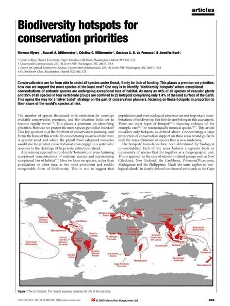 Biodiversity hotspots for conservation priorities - raincitystudios.com
