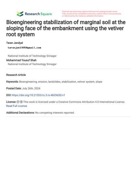 Bioengineering stabilization of marginal soil at the sloping face of ... - raincitystudios.com