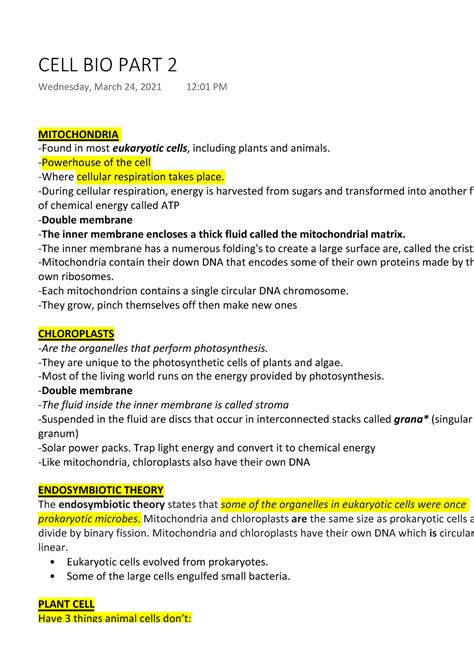 BIOL401 CELL BIO PART 2- L8 - MITOCHONDRIA -Found in most