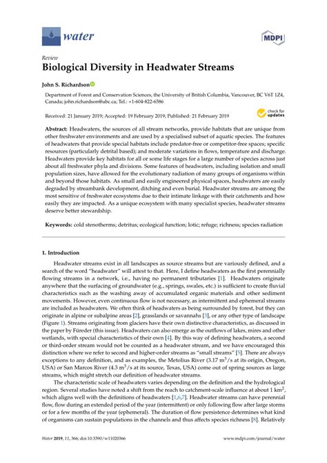 Biological Diversity in Headwater Streams - MDPI - raincitystudios.com