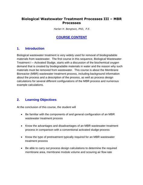 Biological Wastewater Treatment Processes III MBR Processes - raincitystudios.com