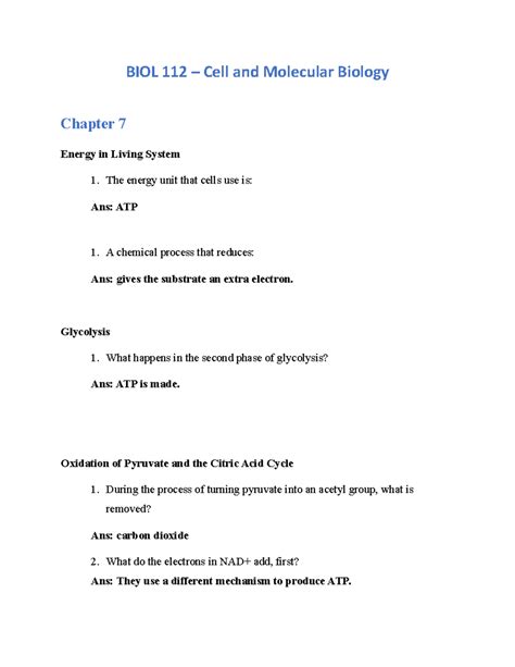 Biology 112 Lecture Homework #1 (pdf) - CliffsNotes - muktibox.com