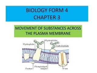 BIOLOGY FORM 4 CHAPTER 3 - MOVEMENT OF SUBSTANCES …