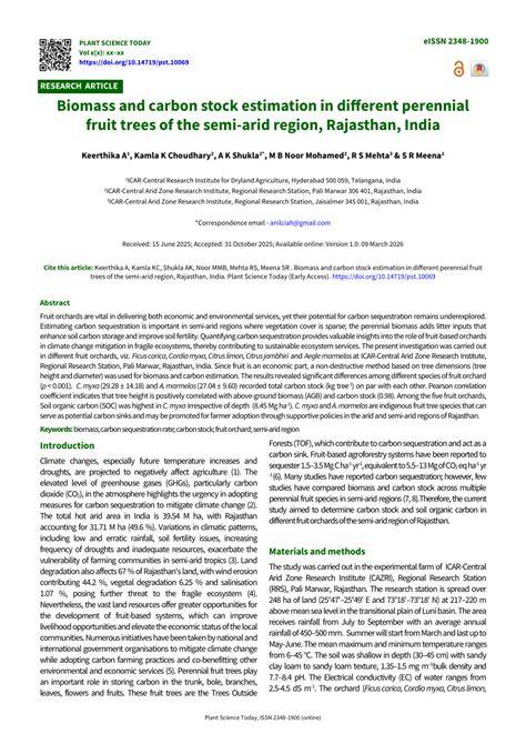 Biomass and carbon stock estimation in different perennial fruit trees ... - raincitystudios.com