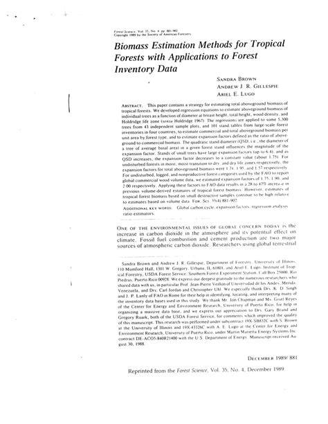 Biomass Estimation Methods for Tropical Forests with Applications to ... - raincitystudios.com