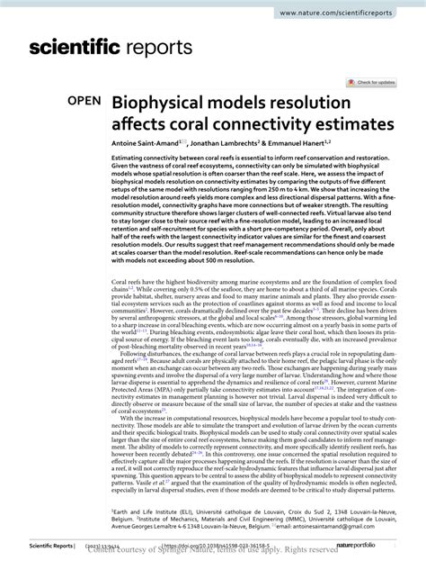 Biophysical models resolution affects coral connectivity estimates - raincitystudios.com