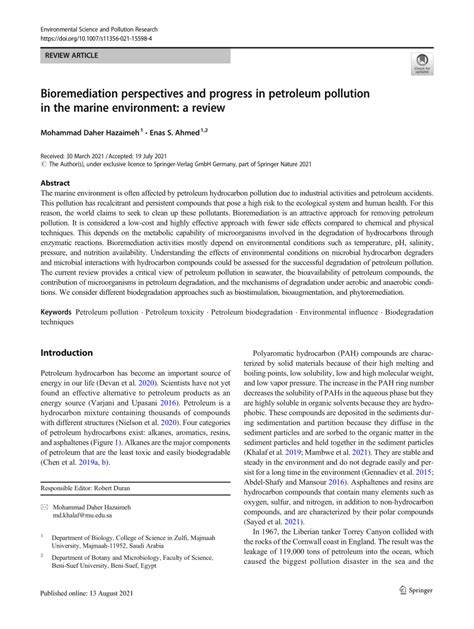 Bioremediation perspectives and progress in petroleum pollution in the ... - raincitystudios.com