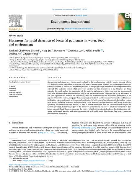 Biosensors for rapid detection of bacterial pathogens in water, food ... - muktibox.com
