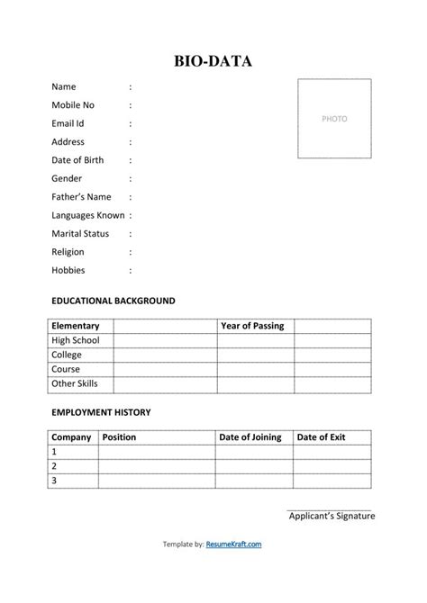 BIOdata Format
