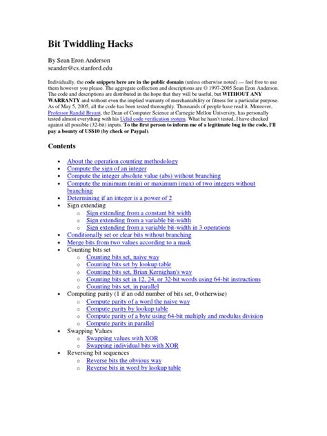 Bit Twiddling Hacks - Stanford University - wintechmobiles.com