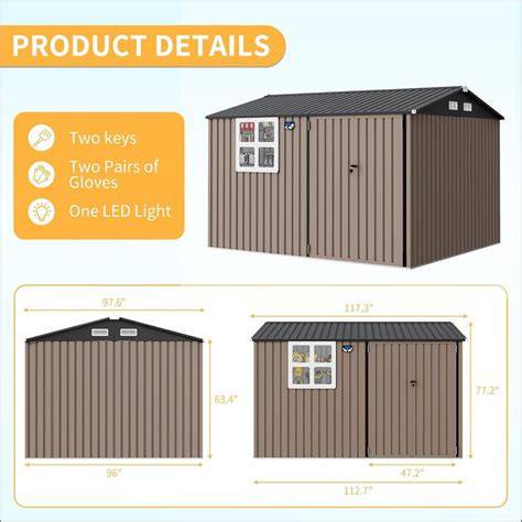Blue Elephant 10x8FT Outdoor Steel Storage Shed with Clear Window ... - raincitystudios.com