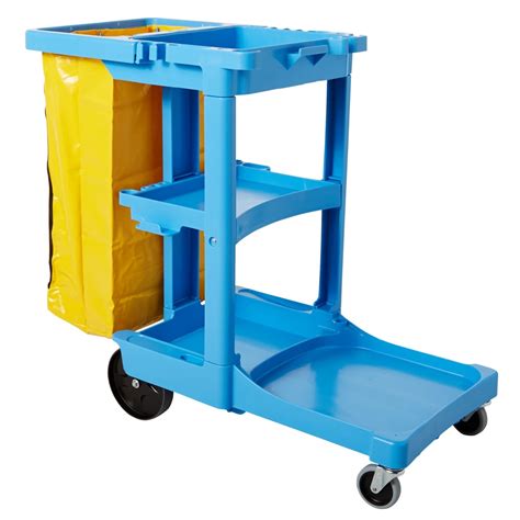 BLUE Housekeeping Cart w/ 3 Shelves, AllSurplus