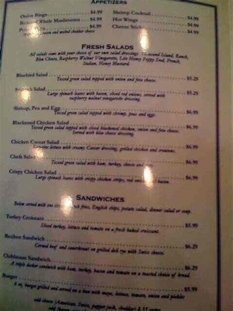 BLUEBIRD RESTAURANT, Logan - Menu, Prices