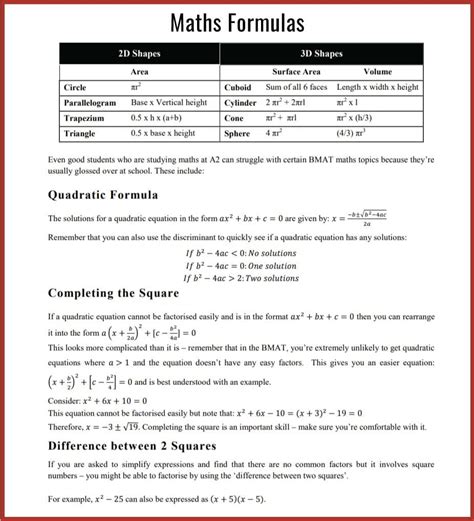 BMAT Maths Checklist & Specification - BlackStone Tutors