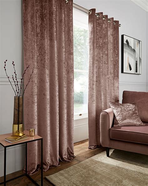 BNWT Pink Crushed Velvet Lined Eyelet Curtains 46”x72” eBay