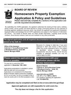 BOARD OF REVIEW Homeowners Property Exemption - Detroit