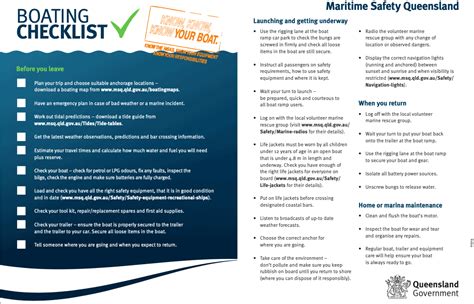 BOATING Maritime Safety Queensland CHECKLIST