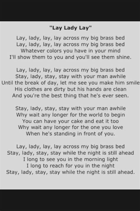 BOB DYLAN - LAY, LADY, LAY LYRICS - SongLyrics.com