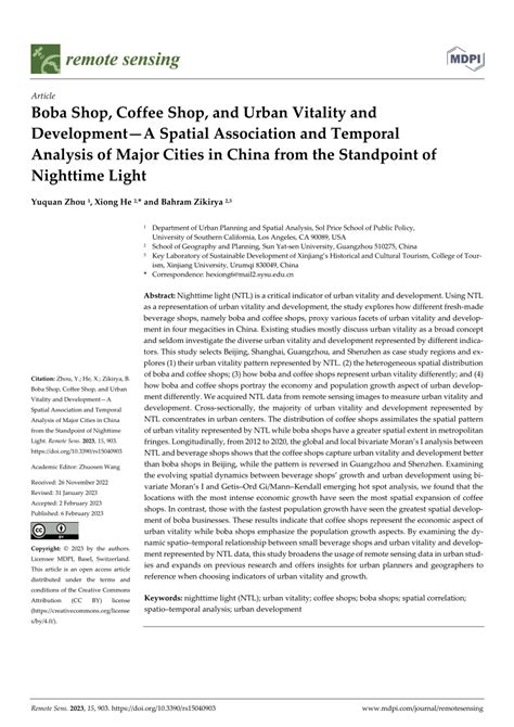 Boba Shop, Coffee Shop, and Urban Vitality and DevelopmentA Spatial ... - wintechmobiles.com