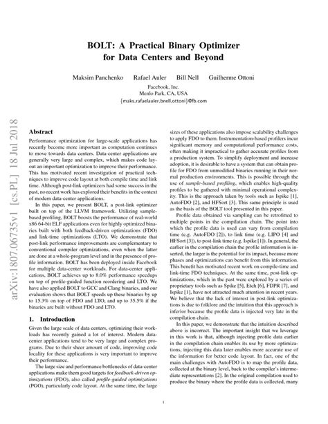 BOLT: A Practical Binary Optimizer for Data Centers and …