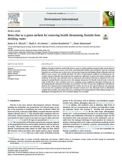 Bone char as a green sorbent for removing health threatening fluoride ... - raincitystudios.com