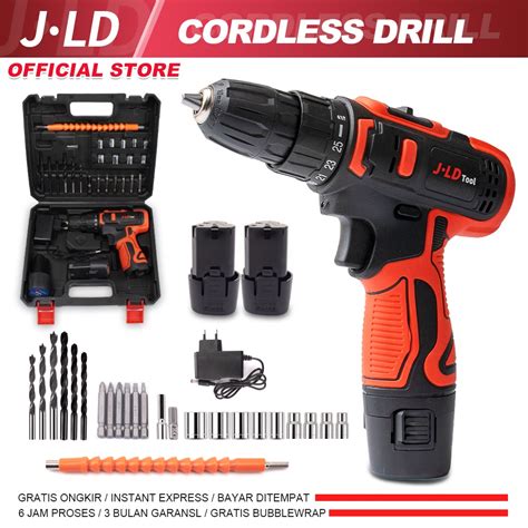 Bor Baterai Cordless 12V JLD – Set Lengkap 2 Baterai - raincitystudios.com