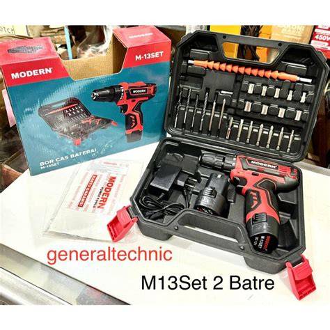 Bor Cas Modern M13 Set Cordless Drill 2 Batre M13 Modern Set Bor - raincitystudios.com